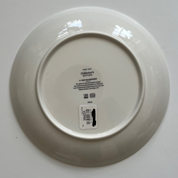 NWT WEST ELM DECORATIVE HERE IS TO YOU AND YOURS BLUE AND WHITE COLLECTORS PLATE - Picture 3 of 4